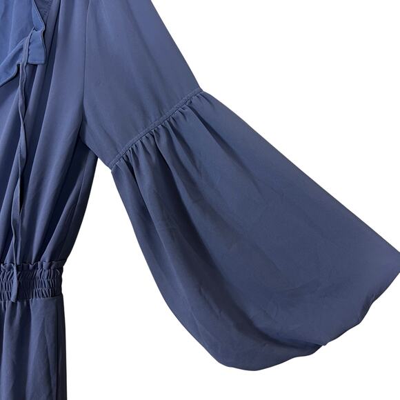 Buddy Love Mini Dress Womens M Blue V-Neck Tiered Long Sleeve Ruffle Cottagecore - Picture 4 of 8